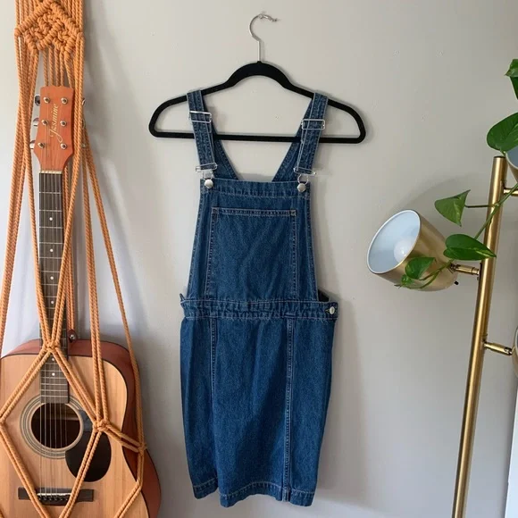 denim jumper dress h&m Ladies - Dark Denim Blue Buckle-detail Denim dress - Size: XS